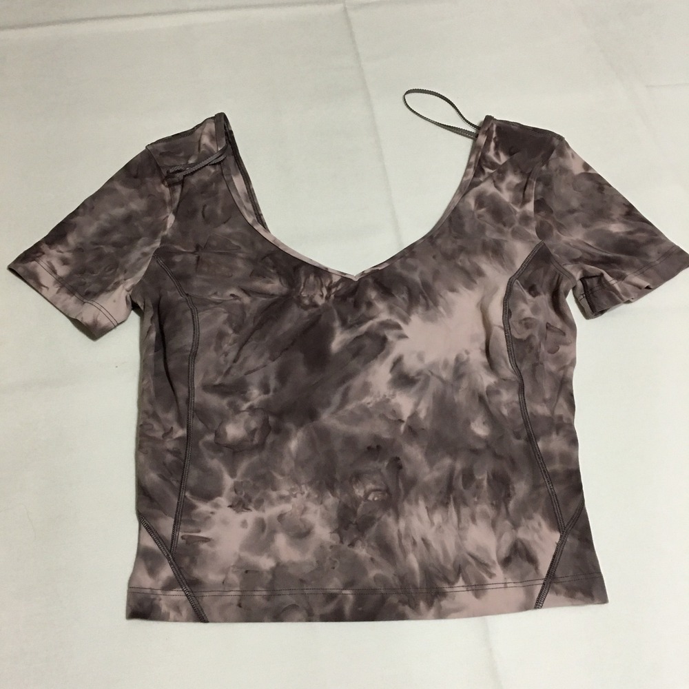 Lululemon Align T-Shirt Women 4 Diamond Dye Grey Short Sleeve